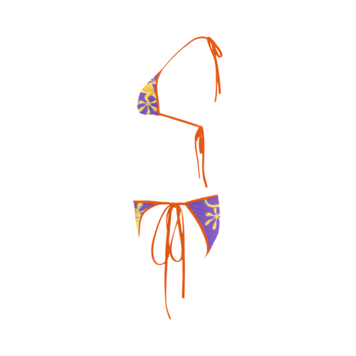 FUNNY SMILING GECKO yellow orange violet Custom Bikini Swimsuit