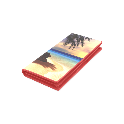 Awesome sunset over a tropical island Women's Leather Wallet (Model 1611)