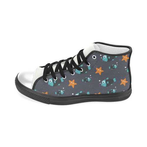 Blue fish and starfish   - sea and fish Men’s Classic High Top Canvas Shoes (Model 017)