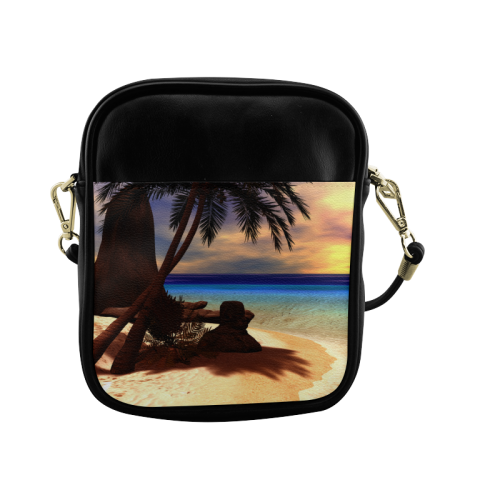 Awesome sunset over a tropical island Sling Bag (Model 1627)