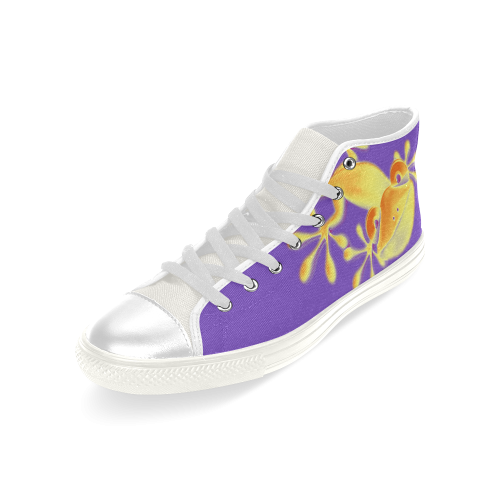 FUNNY SMILING GECKO yellow orange violet Men’s Classic High Top Canvas Shoes (Model 017)