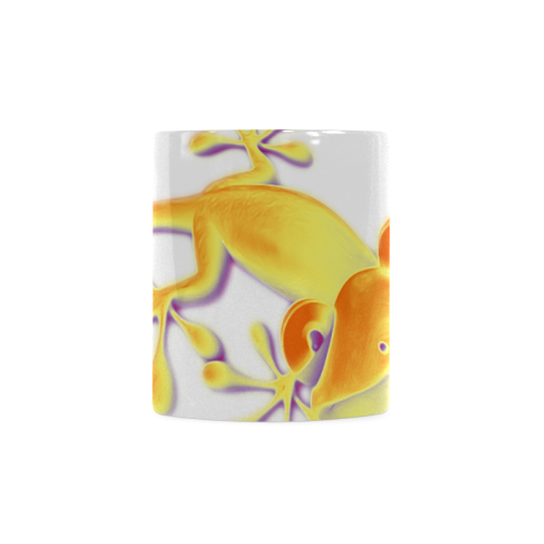 FUNNY SMILING GECKO yellow orange violet White Mug(11OZ)