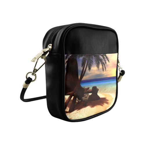 Awesome sunset over a tropical island Sling Bag (Model 1627)