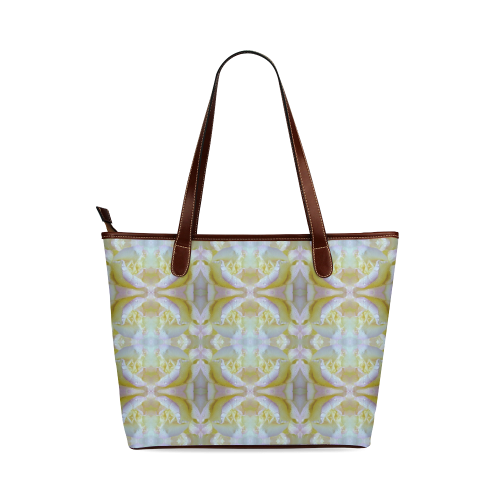 White Yellow  Pattern Shoulder Tote Bag (Model 1646)