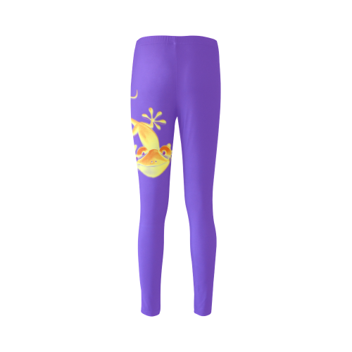 FUNNY SMILING GECKO yellow orange violet Cassandra Women's Leggings (Model L01)