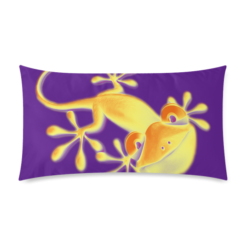 FUNNY SMILING GECKO yellow orange violet Rectangle Pillow Case 20"x36"(Twin Sides)