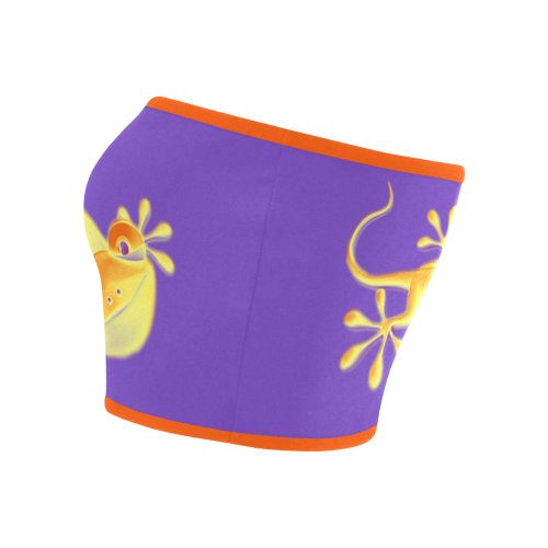 FUNNY SMILING GECKO yellow orange violet Bandeau Top