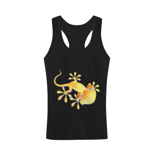 FUNNY SMILING GECKO yellow orange violet Plus-size Men's I-shaped Tank Top (Model T32)