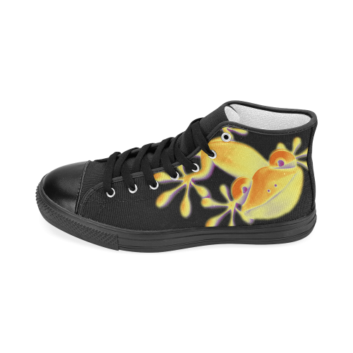 FUNNY SMILING GECKO yellow orange violet Women's Classic High Top Canvas Shoes (Model 017)