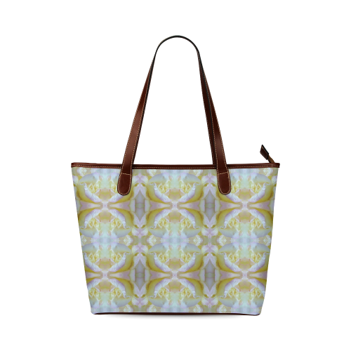 White Yellow  Pattern Shoulder Tote Bag (Model 1646)