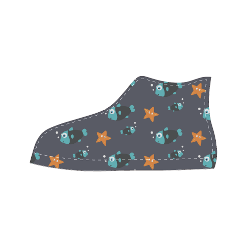 Blue fish and starfish   - sea and fish Men’s Classic High Top Canvas Shoes (Model 017)