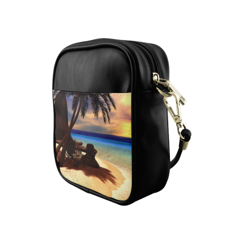 Awesome sunset over a tropical island Sling Bag (Model 1627)