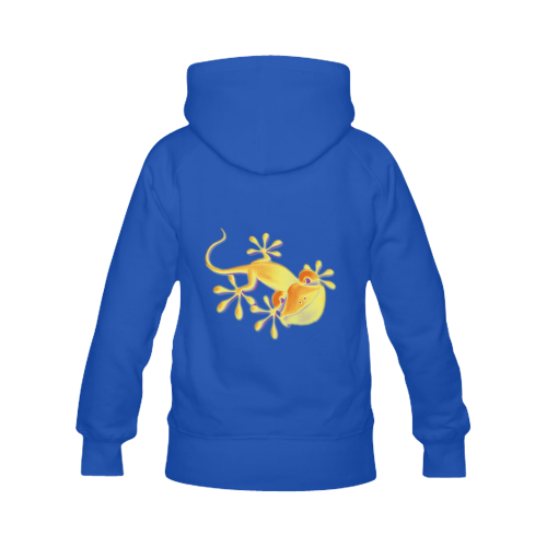 FUNNY SMILING GECKO yellow orange violet Women's Classic Hoodies (Model H07)