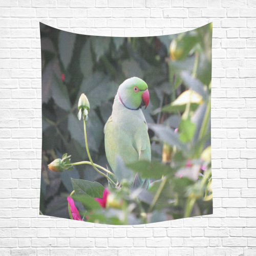 Colorful Parakeet Cotton Linen Wall Tapestry 51"x 60"