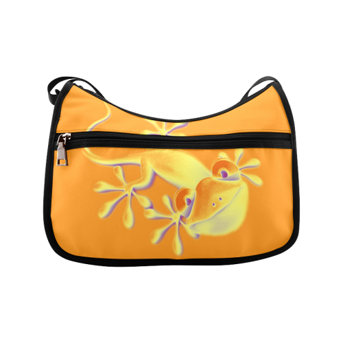 FUNNY SMILING GECKO yellow orange violet Crossbody Bags (Model 1616)