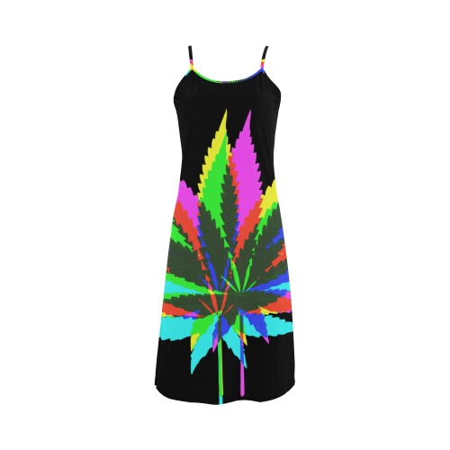 Wild Hemp Leaves - neon colored Alcestis Slip Dress (Model D05)