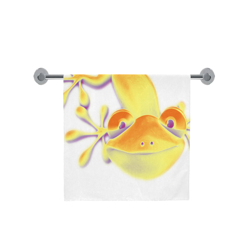 FUNNY SMILING GECKO yellow orange violet Bath Towel 30"x56"