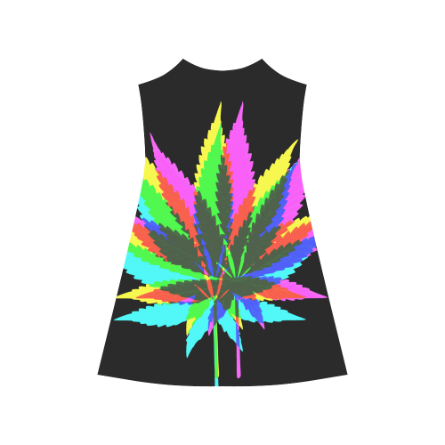 Wild Hemp Leaves - neon colored Alcestis Slip Dress (Model D05)