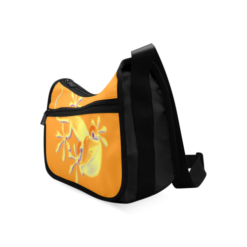 FUNNY SMILING GECKO yellow orange violet Crossbody Bags (Model 1616)