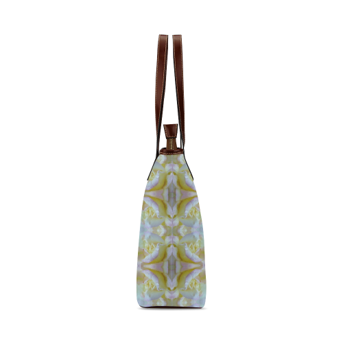 White Yellow  Pattern Shoulder Tote Bag (Model 1646)