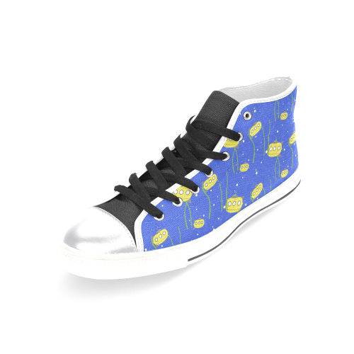 Yellow small submarine   - cartoon and yellow Women's Classic High Top Canvas Shoes (Model 017)