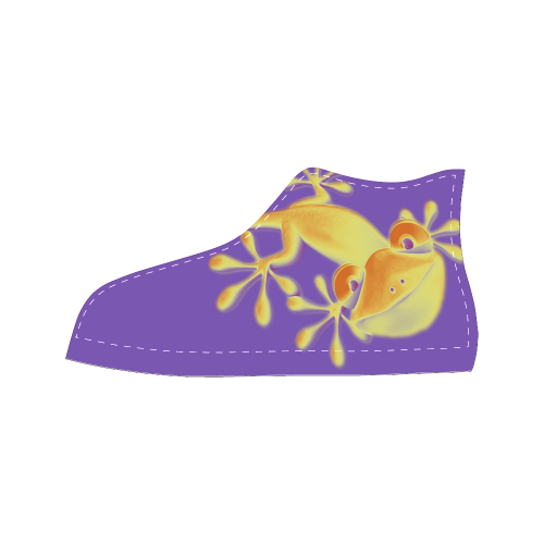 FUNNY SMILING GECKO yellow orange violet Men’s Classic High Top Canvas Shoes (Model 017)