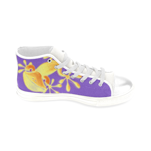 FUNNY SMILING GECKO yellow orange violet Men’s Classic High Top Canvas Shoes (Model 017)