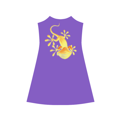 FUNNY SMILING GECKO yellow orange violet Alcestis Slip Dress (Model D05)