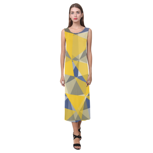 texture yellow Phaedra Sleeveless Open Fork Long Dress (Model D08)