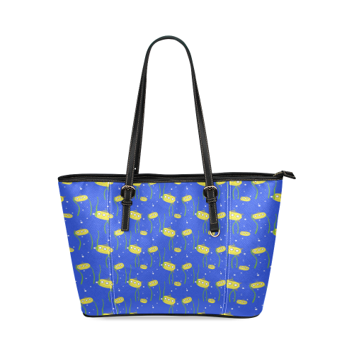 Yellow small submarine   - cartoon and yellow Leather Tote Bag/Small (Model 1640)