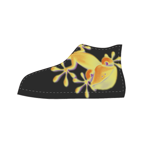 FUNNY SMILING GECKO yellow orange violet Women's Classic High Top Canvas Shoes (Model 017)