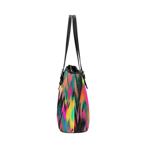 Rainbow Melted Chevron Leather Tote Bag/Small (Model 1651)