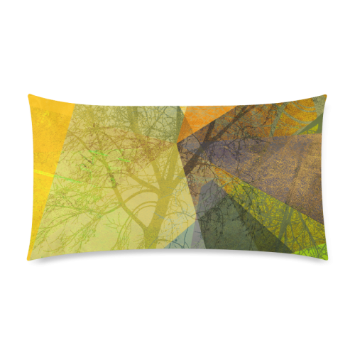 P24-F_Trees and Triangles yellow green Custom Rectangle Pillow Case 20"x36" (one side)