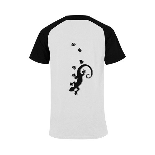 RUNNING GECKO with footsteps black Men's Raglan T-shirt (USA Size) (Model T11)
