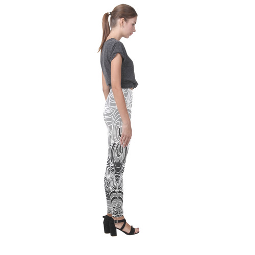 Greys whites doodle tones Cassandra Women's Leggings (Model L01)