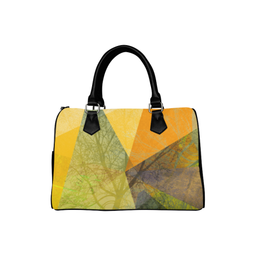 P24-F Yellow Green Trees Triangle Handbag Boston Handbag (Model 1621)