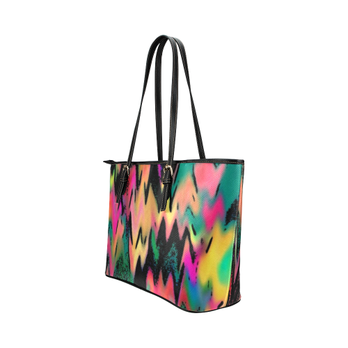 Rainbow Melted Chevron Leather Tote Bag/Small (Model 1651)