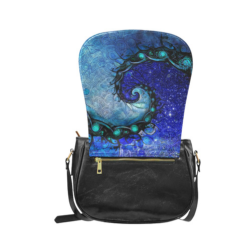 Scorpio Spiral Large Black Saddlebag -- Nocturne of Scorpio Fractal Astrology Classic Saddle Bag/Large (Model 1648)