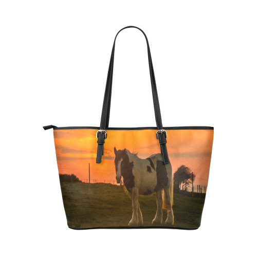 Sunset Horse Leather Tote Bag/Large (Model 1651)