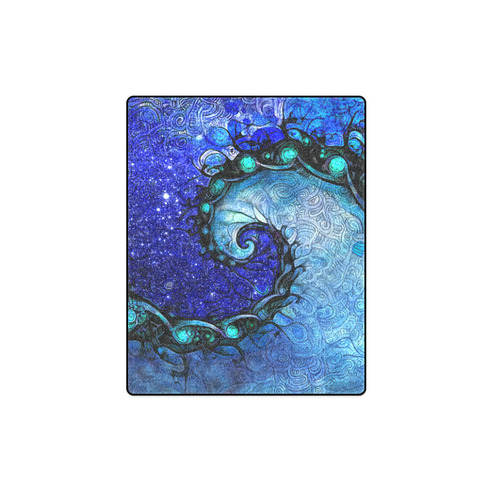 Scorpio Spiral 40" by 50" Blanket -- Nocturne of Scorpio Fractal Astrology Blanket 40"x50"