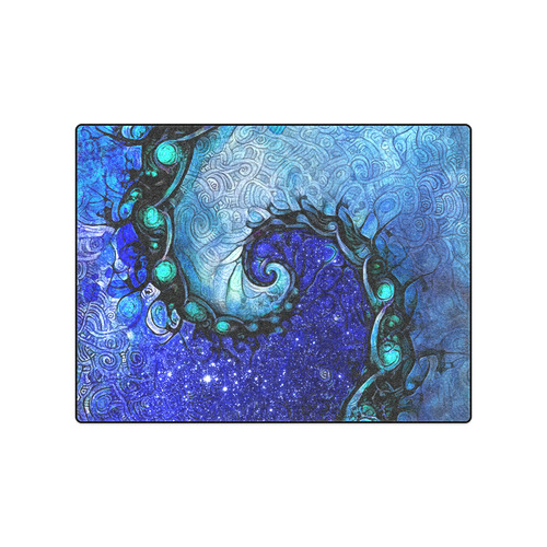 Scorpio Spiral 50" by 60" Blanket -- Nocturne of Scorpio Fractal Astrology Blanket 50"x60"