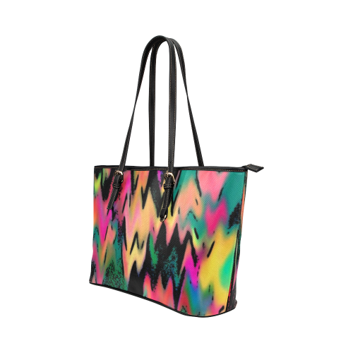 Rainbow Melted Chevron Leather Tote Bag/Small (Model 1651)