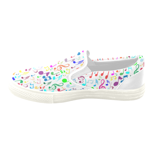 Colorful Music Note Women's Unusual Slip-on Canvas Shoes (Model 019)