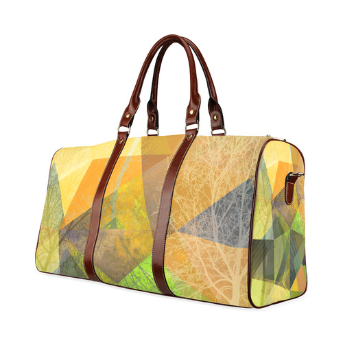 P24_Gold Yellow Green Trees and Triangle Design Waterproof Travel Bag/Small (Model 1639)