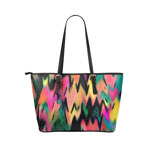 Rainbow Melted Chevron Leather Tote Bag/Small (Model 1651)