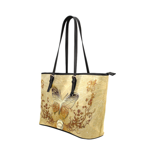 Wonderful golden butterflies Leather Tote Bag/Large (Model 1651)