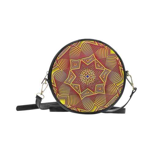 Red And Yellow Fractal Starburst Round Sling Bag (Model 1647)