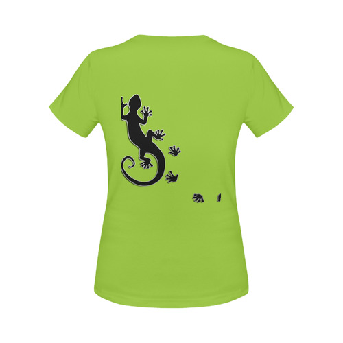 RUNNING GECKO with footsteps black Women's Classic T-Shirt (Model T17）