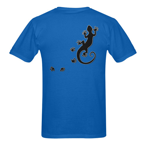 RUNNING GECKO with footsteps black Men's T-Shirt in USA Size (Two Sides Printing)