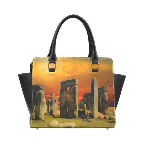 Stonehenge Sunset Rivet Shoulder Handbag (Model 1645)